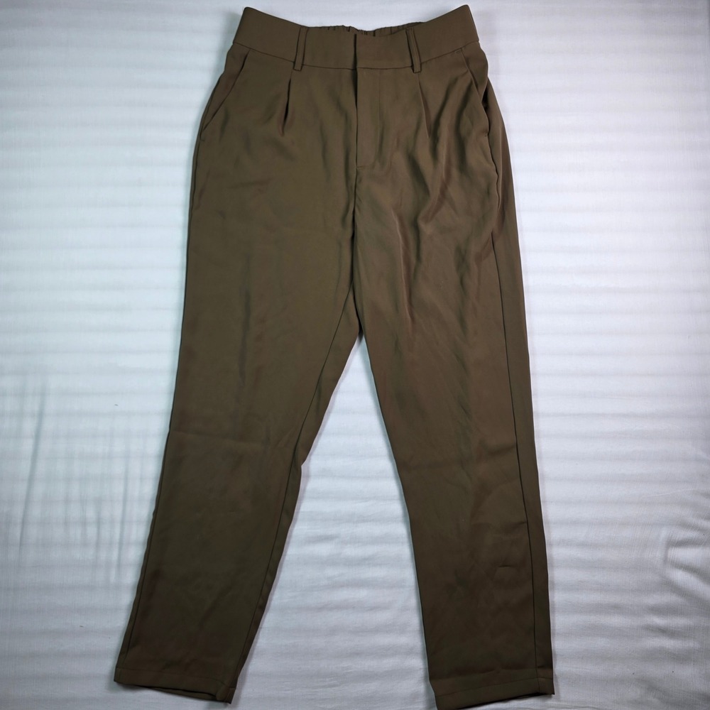 Halara Womens Brown High Waisted Pleated Straight Leg Dress Pants Size M regular